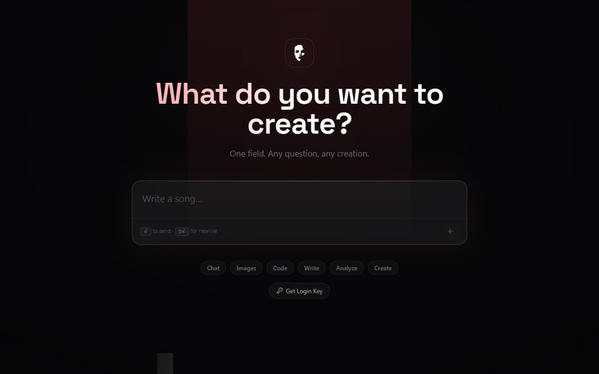 Screenshot of usehuman.de showing the Human AI prompt interface and the question: What do you want to create?